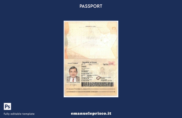 modello di passaporto del Ghana in stile verificato